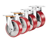 Heavy-Duty 4, 5, 6 & 8 Inch Industrial Casters - Set of 4 Silent Polyurethane Wheels with Steel Hub, Double-Bearing Replacement Rollers for Smooth Mobility