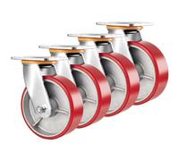 Heavy-Duty 4" 5" 6" 8" Industrial Caster Wheels - Durable Polyurethane Hub Wheels with Double Ball Bearings for Smooth, Quiet Movement - Ideal Replacement Wheels