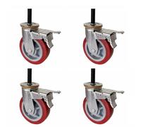 Heavy Duty 4/5/6Inch Replacement Industrial Stem Caster M16*30 Threaded Swivel Caster with Brake No Noise PU Castor Set of 4