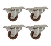 Heavy Duty 4" Caster Wheels Set for Furniture Legs & Metal Shelving Industrial Plate Swivel Casters with Brake and Reliable Castors for Easy Mobility