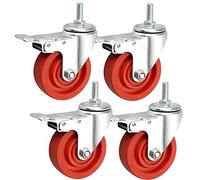 Heavy Duty 4" Castor Wheels 100mm Nylon Swivel Casters with M12 Thread 400kg Load Capacity Silent Industrial Trolley Wheels with Transport Brake & Double Bearing