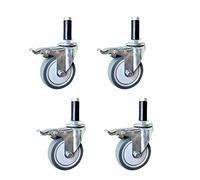 Heavy Duty 4" Castor Wheels With M12 × 60Mm Expansion Bolt 400Kg Capacity Swivel Silent Rubber Rubber Sleeve Ideal For Furniture Scaffold Workbench Dining Car Set Of-Black Grey-m12 4brake