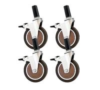 Heavy Duty 4'' Expanding Stem Caster Set of 4 Industrial Castors with Locking Swivel for Commercial Kitchen Prep Tables and Carts Rubber Wheels for Smooth Mobil