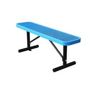 Heavy Duty 4 Feet Metal Outdoor Park Bench - Portable Frame for Commercial Use in Malls, Stores, Patios, Decks & Parks - Stylish Blue Color