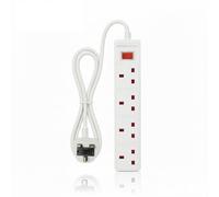 Heavy Duty 4 Gang Extension Lead 2m - UK Plug Power Strip with Child Safety Shutters, Wall Mountable Multi Socket Mains Extension Cable with Light Indicator for Home, Office & Kitchen - White