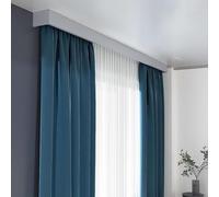 Heavy-Duty 4-in-1 Ceiling Mount Curtain Track System with Pelmet Box, Hidden Rails & Double Track, Complete Home Decor Solution - All Fittings Included