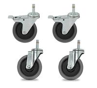 Heavy Duty 4 Inch Castor Wheels with Brake, Swivel Furniture Casters for Trolleys, Industry & Dining Car, Durable Stem Castors (35mm/1.4in)