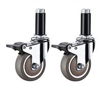 Heavy-Duty 4-Inch Rubber Swivel Wheels with Optional Brakes for Kitchen Prep Tables & Trolleys - Easy-Move Expanding Stem Design