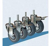 Heavy Duty 4 Inch Swivel Caster Wheels with Brake, Industrial Roller Wheels Pack of 4 (2 Braked + 2 Non-Braked) - M10/M12 Grey Heavy-Duty Castors for Optimal Mobility