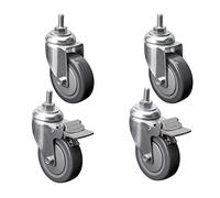 Heavy Duty 4 Inch Swivel Caster Wheels with Brake Silent PU Trolley Casters M12 Thread Universal DesignDurable 100mm Swivel Wheels for Easy Mobility