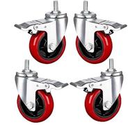 Heavy Duty 4" Industrial Stem Casters Wheels Set of 4, M10 Threaded 360° Swivel Casters with Brake, 360kg Load Capacity - Perfect for Furniture and Equipment