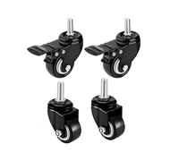 Heavy-Duty 4-Pack 1.5/2 Inch Swivel Casters with Threaded Stem and Brake, M8/M10 Compatible, Ideal for Furniture Carts, M10 Type 2 (1.5 Inch)