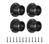 Heavy Duty 4 Pack Stainless Steel Round Post Bases for Deck - Fence & Railing Support - 304 Grade Flange Anchor W/Screws - Black Finish - 50mm Inner Diameter