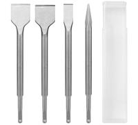 Heavy-Duty 4-Piece SDS Plus Chisel Bit Set - Alloy Steel Concrete Chisels for Demolition & Renovation - Flat, Wide, Pointed & 15° Tile Chisel (250mm/10")