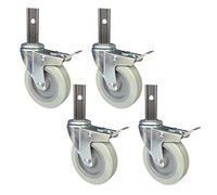 Heavy Duty 4" Replacement Swivel Caster Wheels, PU Furniture Casters for Trolleys, 23mm Square Tube, Durable Castor Wheels for Easy Mobility & Load Support