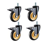 Heavy-Duty 4" Rubber Swivel Casters with M12 Thread, 300kg Load Capacity, Silent Transport for Industrial Furniture, Hotel Carts, and Trolleys