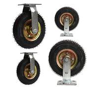 Heavy-Duty 4" Silent Swivel Casters for Furniture - Industrial Rubber Pneumatic Wheels with Bolts, Available in 6", 8", and 10" Sizes for Smooth Mobility