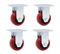 Heavy Duty 4" Swivel Castor Wheels - Industrial Polyurethane Trolley Replacement Casters for Furniture, Workbench & Equipment Moving - Durable Plate Casters