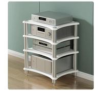 Heavy Duty 4-Tier Audio Rack Stand - Modern White Media Cabinet for HiFi Systems, Record Players, Gaming & Recording Rooms - 60x48x85cm, Sturdy & Stylish Storage Solution