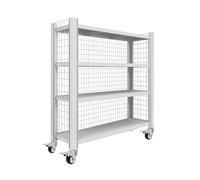 Heavy Duty 4-Tier Metal Garage Shelving Unit Adjustable Storage Rack with Wire Grid Mobile Durable Stand for Industrial Use Basement & Workshop nization