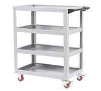 Heavy-Duty 4-Tier Tool Cart - Sturdy Storage Trolley for Garage Warehouse Workshop & Tools - for Equipment & Supplies