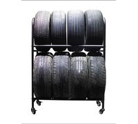 Heavy Duty 4-Wheel Rolling Tire Rack - Portable Storage Stand for Garage & Workshop Organization