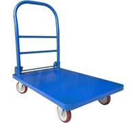 Heavy Duty 4-Wheel Steel Platform Cart Foldable Moving Dolly for Warehouse & Farm 550lb Load Capacity Flat Push Trolley - Durable Hand Truck for Easy Transport