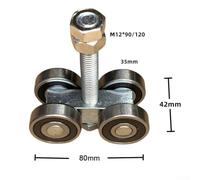 Heavy-Duty 4-Wheel Trolley Assembly for Strut Channels - Hot-Rolled Carbon Steel, Galvanized Finish, Deep Groove Ball Bearings, Fits 1-5/8" Wide Channels