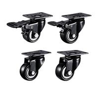Heavy Duty 40mm Black Swivel Casters 4 Pack PU Wheels with Double Ball Bearings & Screws Ideal for Mobile Furniture & Trolleys Quiet Rolling Durable Design