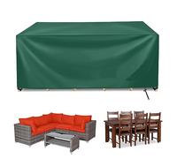 Heavy Duty 420D Oxford Fabric Garden Table Cover Waterproof Windproof Anti UV Rectangular Outdoor Patio Protector with Close Straps & Drawstring