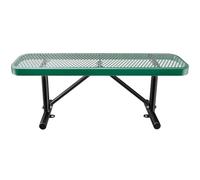 Heavy Duty 48IN Thermoplastic Coated Iron Park Bench - Commercial Grade Metal Garden Seating for Outdoor Use, Perfect for Malls, Yards, Porches, and Entryways (Green, No Backrest)