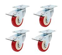 Heavy Duty 4Inch Swivel Plate Casters with Brakes Industrial Workbench Casters Thickened Bracket Smooth Rotation Strong & Durable Sensitive Bearing for Easy Mobility