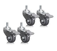 Heavy Duty 4Pack 2.54 Inch Swivel Casters with M12 Thread Dual Locking Polyurethane Wheels No Noise 530Lbs Load Capacity Perfect for Industrial Furniture Replacement