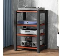 Heavy Duty 4Tier Corner Media StandOpen Stereo Cabinet Furniture for Home Living Room & BedroomTeak Audio Video Component Rack