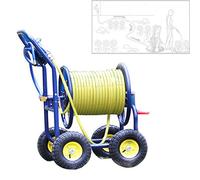 Heavy Duty 4Wheel Garden Hose Reel CartSturdy Metal Trolley for Outdoor Use Holds 150M of 1/2 Inch HoseIdeal for Landscaping and Gardening Tasks