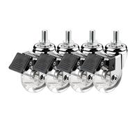 Heavy Duty 4X 50mm Swivel Castors 100kg Capacity Silent Clear Rubber Wheels for Trolleys Includes Brakes M8 & M10 Sizes Ideal for Smooth Mobility