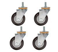 Heavy Duty 4X Caster Wheels with Brake M14/M16 Swivel Threaded Rod Rubber Trolley Furniture Casters Maximum Load Capacity 344 kg Ideal for Heavy Furniture & Equipment