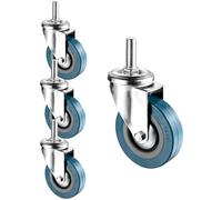 Heavy Duty 4x Threaded Swivel Casters with Safety Lock PVC Wheels No Floor Marks Ideal for Carts Furniture Toolboxes and Workbenches