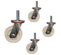 Heavy Duty 5 inch Stem Caster with M16 Threaded, Machine Equipment Locking Swivel Caster, Nylon Castor with Brake for Industrial Set of 4