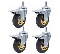 Heavy Duty 5" Industrial Stem Casters - M12*30mm Threaded Rubber Wheels with Brake 360° Swivel Casters for Smooth Mobility Perfect for Furniture & Equipment