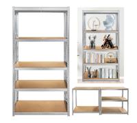 Heavy Duty 5 Tier Galvanised Adjustable Shelf Racking Unit Storage Rack 875KG Capacity Metal Shelves Workshop, Shed, Office,Home H180xW90xD40cm