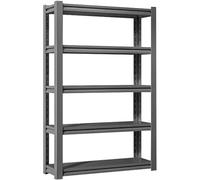 Heavy Duty 5-Tier Metal Shelving Unit for Garage Basement & Warehouse - Sturdy Steel Storage Rack 182.9 x 119.4 x 40.6 cm Elegant Black Design Maximize Space & nization
