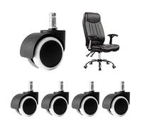 Heavy Duty 50mm Castor Wheels Set of 5 for Office Chairs 125kg Load Capacity PVC Double Wheel Swivel Casters Replace Rollers with 4 Valve Stem Options