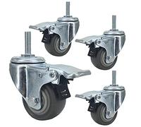 Heavy Duty 50mm Rubber Caster Wheels with Brake LockNo Noise Swivel Castors for Furniture Coffee Tables Set of 4 M8/M10 Compatible Smooth Mobility