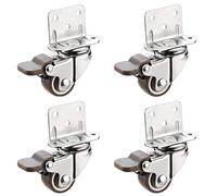 Heavy-Duty 50mm Rubber Swivel Caster Wheels with L-Bracket, 80kg Load Capacity, 5-Hole Installation, Ball Bearings, Brake, Perfect for Racks & Cribs (Set of 4)