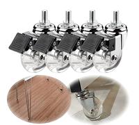 Heavy-Duty 50mm Swivel Caster Wheels with Brake - 200kg Load Capacity Set of 4 Replacement Furniture Rollers Transport Wheels M8/M10 Thread 15mm Length 4 Braked Options