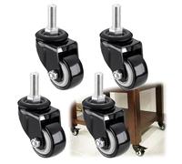Heavy Duty 50mm Swivel Caster Wheels with Brake 360° Rotating M8/M10/M12 Threaded Stem Rubber Castors for Furniture 4 Pack Black Ideal for Easy Mobility