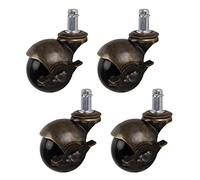 Heavy-Duty 50mm Swivel Casters with Brake, Nylon Replacement Threaded Stem, Bronze Finish, 11 x 20mm, Set of 4, for Optimal Mobility and Stability.