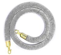 Heavy-Duty 5ft Safety Control Rope with Coated Hooks for Crowd Management and Support Poles - Gray Barrier Rope for Event Security and Traffic Control
