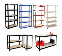 Heavy Duty 5Tier Garage Shelving Unit Boltless Metal Racking System Free Standing Storage Shelf 875kg Capacity Durable Red Workbench for Organizing Tools and Equipment